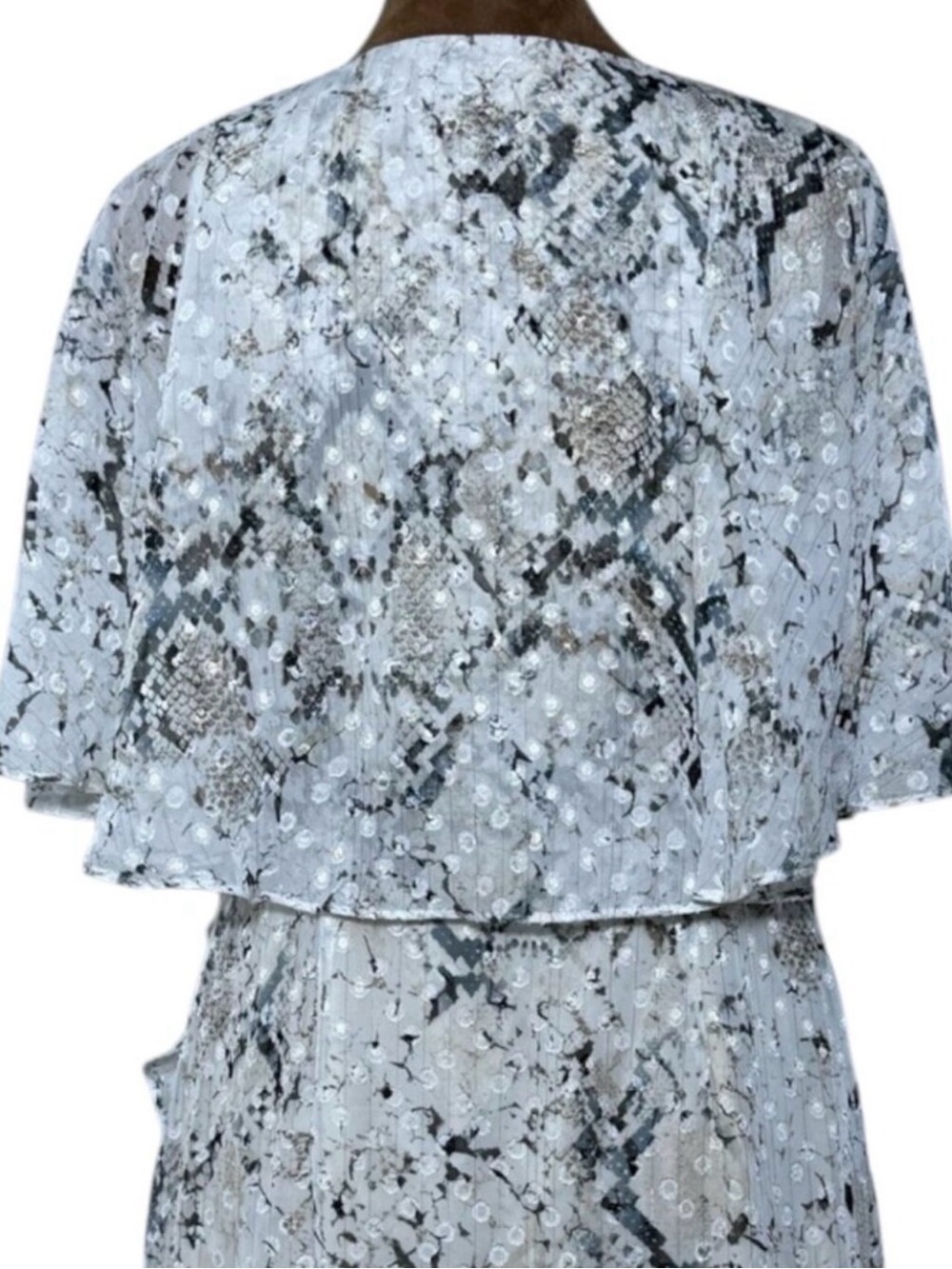 Snake Print Tiered Faux Wrap Maxi Dress Boho Wedding Guest Rachel Roy 6 - Picture 7 of 9